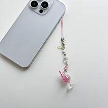 Original Design Y2K Style Cute Summer Cooling Handmade Crystal Beaded Imitation Cocktail Drink Pink Mobile Phone Lanyard Charm, Earphone Case Strap