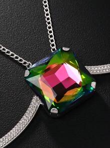 Collier avec pendentif carré en cristal coloré et sexy, chaîne de corps, bijoux pour femmes, 1 pièce
