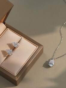 ORSA JEWELS 1pair Glamorous 925 Sterling Silver Stud Earrings Featuring A Stunning Water Drop-Cut Zirconia, Sparkling And Timeless Jewelry For Women, Perfect For Special Occasions, Birthdays, Or Celebrations - Multicolor - View 5