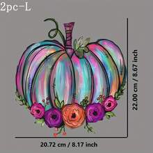 1/2/3 Piezas Stickers de transferencia de calor con diseño de Arcoíris y Flor de Calabaza - Parches degradados multicolor para planchar en Camisetas, Sudaderas, Vaqueros, Mochilas, Manualidades DIY (Material de Plástico Duradero)
