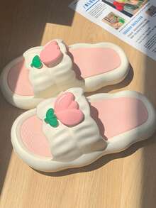 New Model Tulip Women's Teen Slippers, Perfect For Summer Wear Indoors, Comfortable And Stylish For Home Use, Non-Slip Design, Ideal For Students And Dorms, Cute - White - View 5