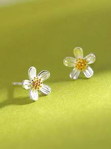 1 paire de boucles d'oreilles à fleurs douces de style quotidien, de plage, de marguerite pour femmes