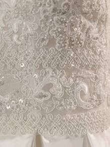 New Gorgeous Sleeveless Deep V-Neck High Slit Wedding Dress, White