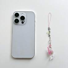 Original Design Y2K Style Cute Summer Cooling Handmade Crystal Beaded Imitation Cocktail Drink Pink Mobile Phone Lanyard Charm, Earphone Case Strap