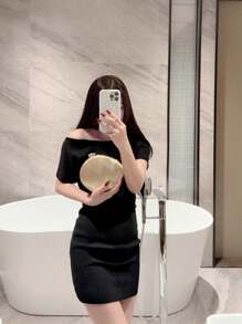 1 pezzo di borsa da sera elegante con forma asimmetrica, borsa romantica da matrimonio, borsetta formale da festa con tracolla a catena per primavera/estate