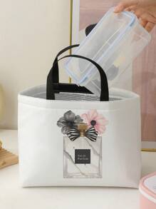 Animal Pattern Double-Sided Printing Portable Insulated Lunch Bag With Large Capacity Ice Pack, Suitable For Office And School Travelback To School School Stuff Bag For School Work Lunch Bag For Women Cooler Bag Picnic Accessories