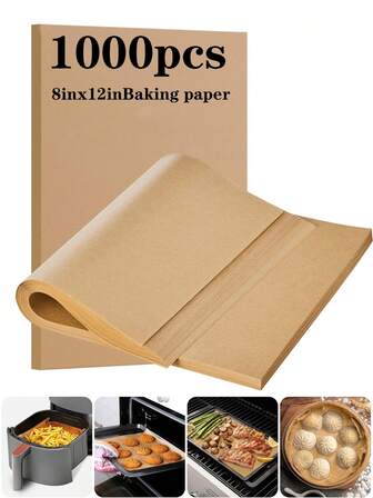 1000pcs/500pcs/200pcs/100pcs/50pcs Unbleached Parchment Paper Baking Sheets, Designed For 8x12 Inch Baking Trays, Heat Resistant, Non-Stick Material, No Cutting Required, Suitable For Oven, Grill, Air Fryer, Steamer, Baking, Roasting, Air Frying, Steaming Bread, Cupcakes