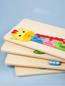 Children's Early Childhood Educational Wooden Puzzles Animal Shape Three-Dimensional Puzzle Toys Wooden Dinosaur Caterpillar Giraffe Crocodile Puzzles Exercise Fine Hands And Brains Logical Thinking Cognitive Educational Toys - Multicolor - View 10