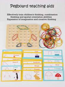 Dekoracja świąteczna Montessori Wczesna edukacja Drewniane zabawki edukacyjne dla dzieci Geometryczna kreatywna tablica do paznokci Grafika Zabawki edukacyjne dla dzieci Wczesna edukacja Matematyka edukacyjna Zabawki do gry (losowa ilość kolorów gumki)