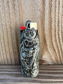 Metal Lighter Case Cover Holder Fits BIC Lighter Full Standard Size J6 One Piece Design In Demon - Multicolor - View 6