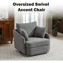 Chifee & Vingol 40.6" Oversized Swivel Accent Chair,Chenille,Orange - Chenille-charcoal - View 7