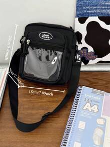 Bolsa Ita pequeña para muñeca de 10 cm, bolso bandolera japonés de color liso y puro con bolsillo transparente, bolso de hombro mini DIY, bolsos y carteras para fans del anime, regalos escolares para niñas
