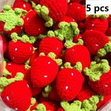 3/5/10/20/30pcs Handmade Crochet Red Strawberry Ornaments | Red And Green Knitted Wool Pendants, Suitable For Keychains, Phone Accessories And DIY Crafts - Perfect Birthday Gift Decor, Bag Charms, Playful Design, Fabric Texture, Crochet Accessories, Great For Thanksgiving - Red - View 13