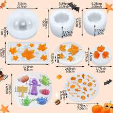 8 件 3D 硅胶模具 - 3D 南瓜形 - 环氧树脂 - 秋收，适合万圣节、亡灵节、感恩节、DIY 和装饰