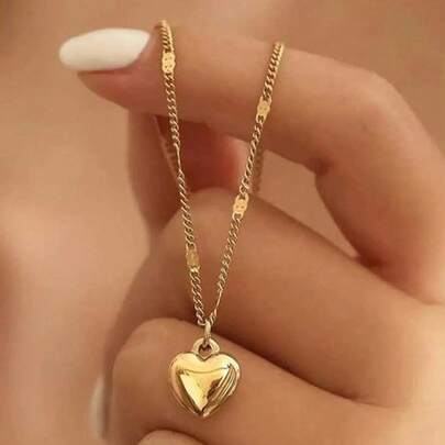 1pc Minimalist Luxurious Adjustable Heart-Shaped Pendant Necklace, Suitable For Adorable Girls