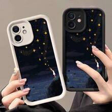 Starry Night Sky With Girl Catching Stars Phone Case For IPhone 16 Pro Max/16 Plus/16 Pro/16/15/14/13/12/11, Unisex, Scratch Resistant TPU, Full Body Ultra Thin, Shockproof With Camera Guard - White - View 5