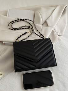 2025 Women Fashion Commute New Shoulder Bag Crossbody Bag Rhombic Chain Handbag Tote - Black - View 7