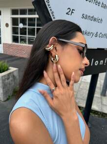 DareSee 4pcs Set Stylish Thick Cylinder Ear Clip Earrings Simple Earbone Clip For Non-Pierced Ears Music-Fest Y2K-Fest Back To School