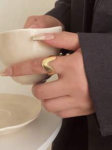 1pc Textured Minimalist Design Micro-Inlaid Luxury Rings, Versatile Personalized Open Finger Fashion Rings For Women