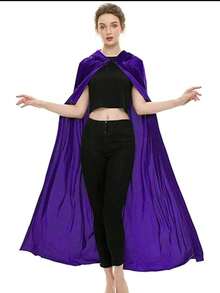 1pc/Festive Rave Party Hooded Velvet Cape Cape Performance Cosplay Costume Props,Halloween - Multicolor - View 8