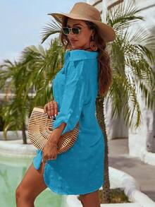 Women's Swimsuit Cover - Ups White Chiffon Bikini Swimwear Beach Dress Outfits Summer 6HQS - 孔雀藍 - 查看 6