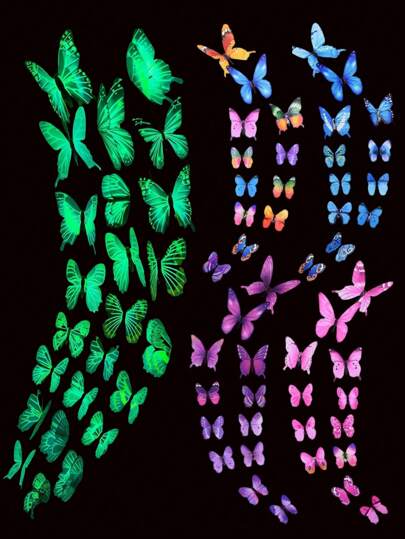 Set de 12 PZS de Adhesivos de Pared con Mariposas Luminosas Disponibles en Varios Colores para Decoración del Hogar, Sala de Estar, Dormitorio, Boda, Fiesta de Cumpleaños, Refrigerador, Papel Tapiz, Decoración de Pared 3D