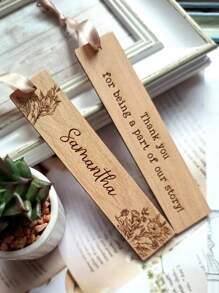 1pc Customized Bookmark Favors, Wedding Favor Bookmarks, Personalized Wooden Bookmarks, Place Cards, Unique Bookmark Gift For Guest, Bookmark With Name, School Supplies,Back To School