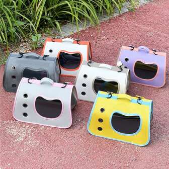 1pc Portable Pet Carrier Bag, Breathable Side-Opening Crossbody Shoulder Bag For Cats, Small Dogs
