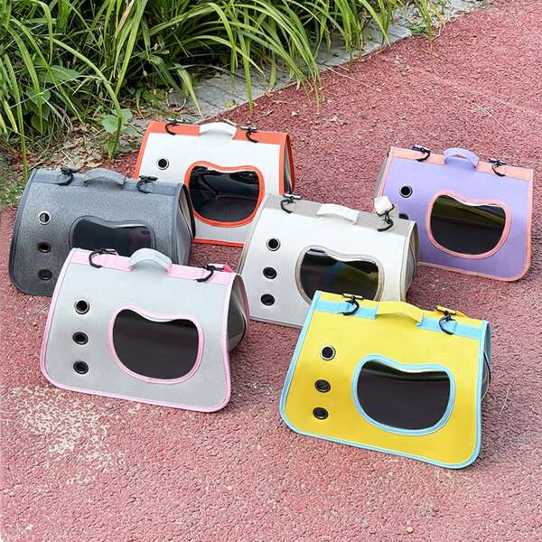 1pc Portable Pet Carrier Bag, Breathable Side-Opening Crossbody Shoulder Bag For Cats, Small Dogs