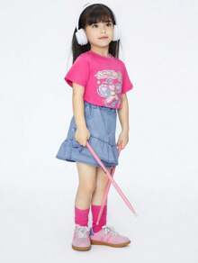 Annil Children's Clothing: Girl Xiaotong Xiaoa Wears A Denim Skirt For Summer