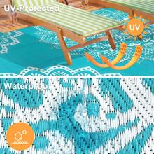 Alfombra de exterior, alfombra reversible de paja de plástico impermeable, alfombras y tapetes de exterior grandes para caravana, picnic, patio trasero, balcón, porche, playa