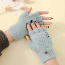 1 件儿童露指手套，冬季保暖半指翻盖针织手套，适合男孩女孩青少年，防寒 - 翻蓋手套 - 查看 10