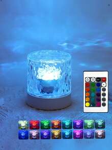1 pieza Lámpara de noche en forma de C con efecto de ola de agua giratorio, lámpara de mesa creativa con efecto de llama y 16 colores, con control remoto, diseño de ondas de agua giratorias RGB, adecuada para habitación de niños, dormitorio, pasillo - Luz ambiental cilíndrica con ondas de agua. - Ver 5