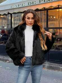 1 Stück Damen einfarbige Kunstpelz Jacke, für Geburtstagsparty, Feiertage, Abenddate, Lässig Kleidung, Reisen, langärmlig, Herbst/Winter