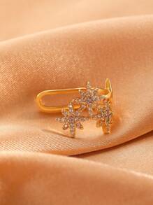 1 pieza Pendiente tipo ear cuff de circonita cúbica con diseño de copo de nieve elegante y sencillo, adecuado para uso diario, reuniones, fiestas y vacaciones