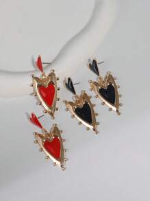2 pares de pendientes de acero de titanio con diseño exagerado para uso diario, pendientes de acero inoxidable chapados en oro de 18k con borde de perla y forma de corazón múltiple