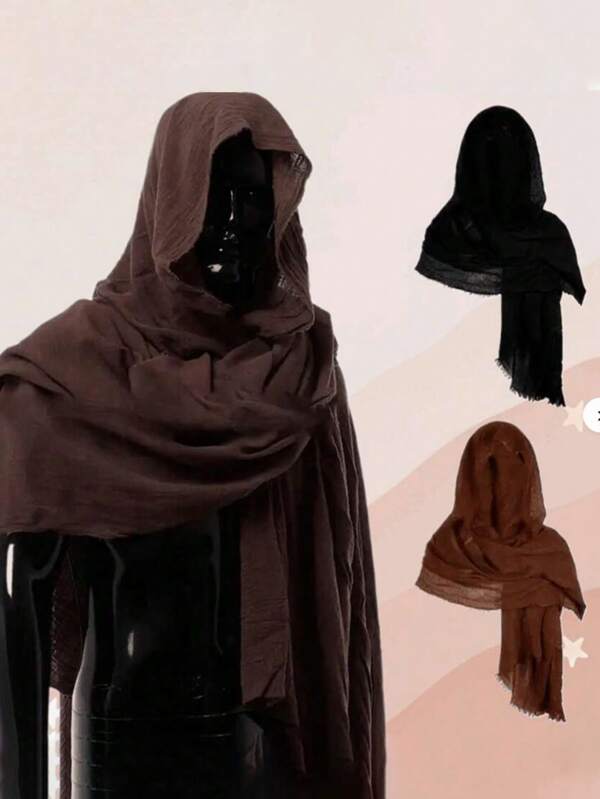 1pc Vintage Pirate Hooded Scarf - Soft & Comfortable, Renaissance Style, Medieval Costume Accessory, Retro Men Shawl - Suitable For Holiday Costumes, Role-Playing, Stage Performance, Daily Windproof, Sunscreen, Dust Protection