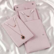Bolsa organizadora con tarjeta para pulsera, collar de perlas, almacenamiento de alta gama, bolsa de regalos de boda, bolsa de joyería de moda - 1 pieza rosa - Ver 1