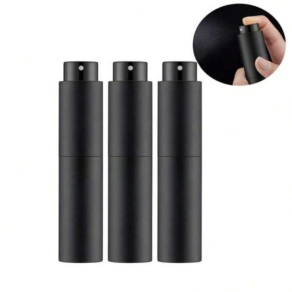 [3pcs Perfume Sprayer] 3pcs Refillable Perfume Sprayer 10ml Travel Cologne Water Container, Dispenser Empty Bottle, Mini Sprayer Size (Black)