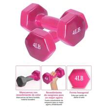 2pcs Mancuernas Hexagonales Pesas 1/2/3/4/5/6/7/8/9/10 para Gym y Ejercicio,Mancuernas Engomadas - Rosa - Ver 2