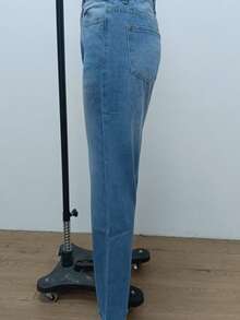 Jeans rectos de pierna ancha y estilo vintage para mujer