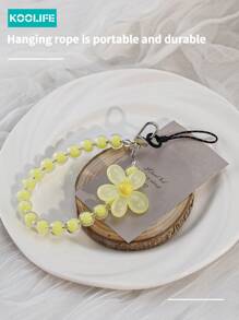Koolife 1pc Fresh Floral Decoration Macaron Beaded Bracelet, DIY Beads Phone Lanyard, Cute Pendant Suitable For Phone/Wrist/Earphone Decor, Gift For Mother, Family, Friends, Birthday, Festival, Phone Case Accessories