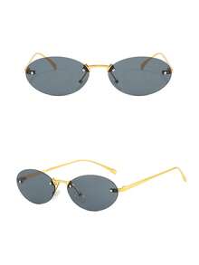1pc Women's Vintage Retro Rimless Square Fashion Glasses With Rivet Accent, High-End Personalized Oval Eyeglasses For Daily Use Preppy Style For Back To School Oval Shape - Multicolor - View 8