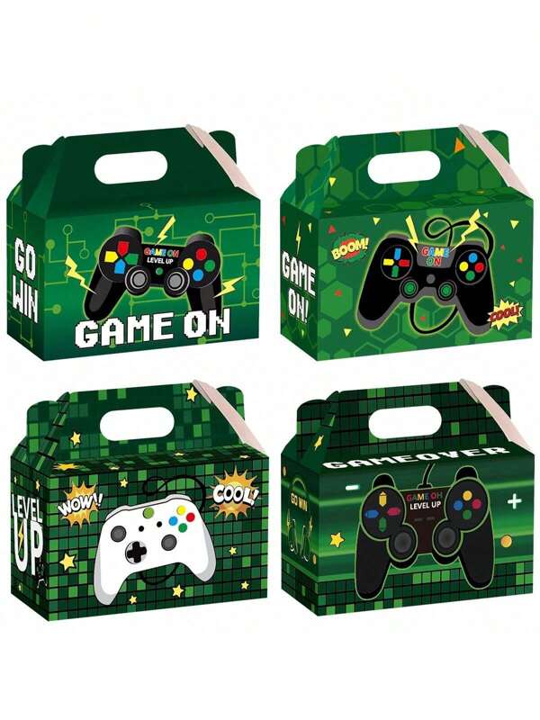 12/24pcs Gamepad Equip Party Box Game Party Gift Candy Candy Box Bag Game Birthday Goodies Gift Box Game VR Esports Party Decorations Supplies 6 X 3 X 3.5 Inches