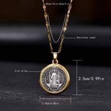 1 Stück vintage modischer Anhänger mit Medaille der Heiligen Benedikt und Judas, Edelstahlkette und stilvoller Anhänger