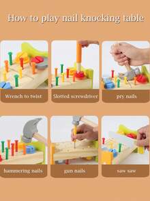 Children's Educational Play House Toys, Screw Disassembly, Assembly, Nut Building Blocks, Simulation Nail Knocking Repair Multi-Functional Tool Table Toys
