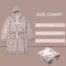 Bearberry Hooded Robe Cozy Leopard Robe Lightweight Soft Plush Bathrobe With Pockets For Women - Stone/Cream - View 8