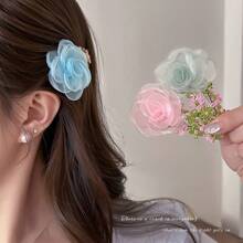 2 pezzi/1 paio di eleganti fermagli per capelli con fiori in pizzo, affascinanti fermagli per ciuffi laterali, bellissimi accessori per capelli per ragazze e donne, adatti per appuntamenti, regali di San Valentino, decorazioni di moda, accessori multifunzionali per uso quotidiano, delicati e diversi fermagli a forma di petali di ciliegio, adatti per essere indossati con centinaia di acconciature, adatti per l'uso quotidiano tutto l'anno, accessori estivi, viaggi, fermagli a pinza, fermagli per capelli, morsetti per capelli