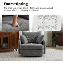 Chifee & Vingol 40.6" Oversized Swivel Accent Chair,Chenille,Orange - Chenille-charcoal - View 4