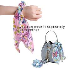 Scrunchie Hair Accessories - Chiffon Hair Scarf Bandana, Scrunchies, Ribbons, Ponytail Holders, And Bow Scrunchies For Women (6PCS) - 五彩斑斕的蝴蝶 - 查看 4